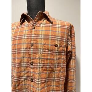 The Territory Ahead Long Sleeve Cotton Button Down Orange Plaid Size L JL